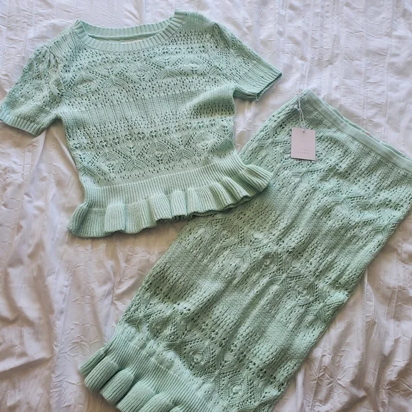 LC Lauren Conrad Spring Mint Knit Skirt & Top Set - Picture 3 of 3